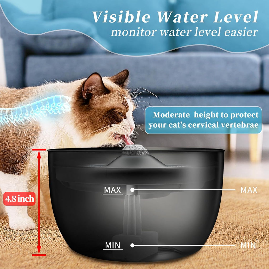 102oz/3L Cat Water Fountain Stainless Steel Tray Automatic Water Bowl Dispenser for Pets - click2shop