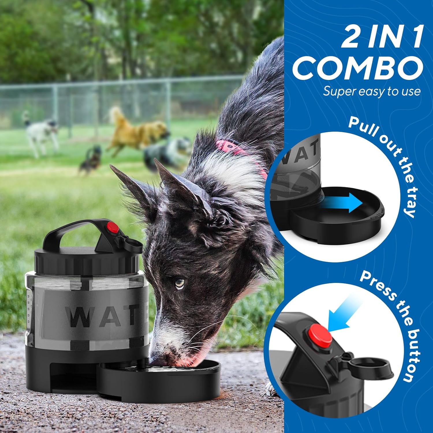 56oz Portable Large Dog Travel Water Bowl Dispenser - click2shop