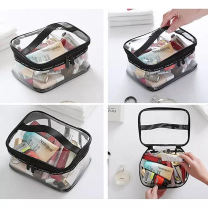 Makeup Pouch | Travel Water Proof Plastic Bag | Transparent Cosmetics Organizer