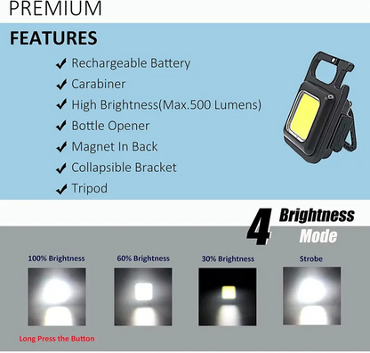 Multi-Function  COB Rechargeable Keychain  Flashlights