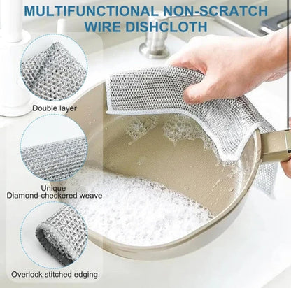 Non Scratch Steel Wire Dishwashing Cloth for Kitchen