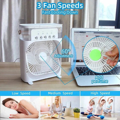 Portable Mini Air Conditioner Electric Fan Humidifier With LED Night Light Water