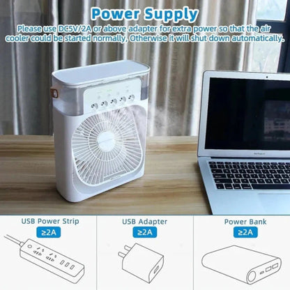 Portable Mini Air Conditioner Electric Fan Humidifier With LED Night Light Water