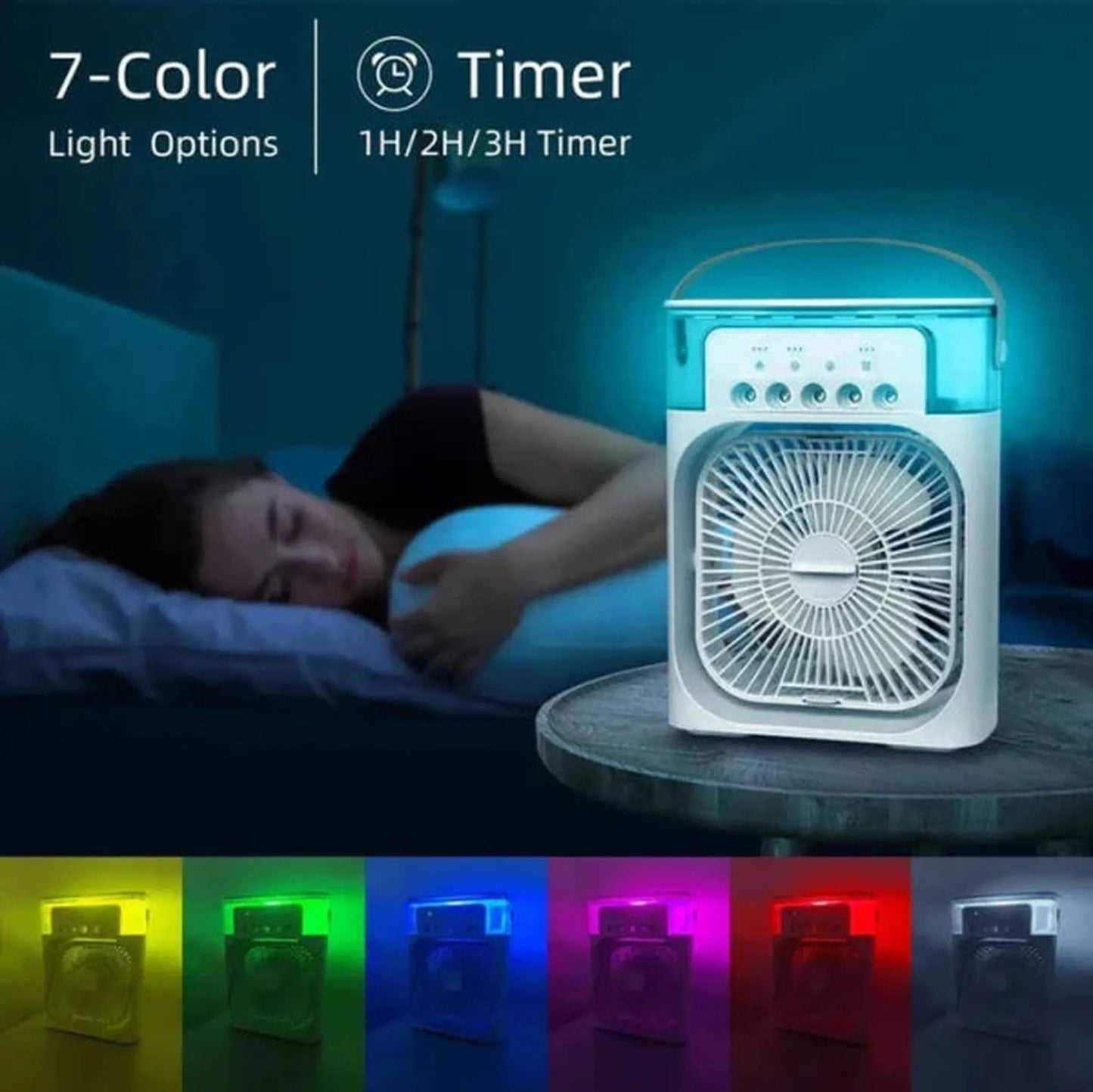 Portable Mini Air Conditioner Electric Fan Humidifier With LED Night Light Water