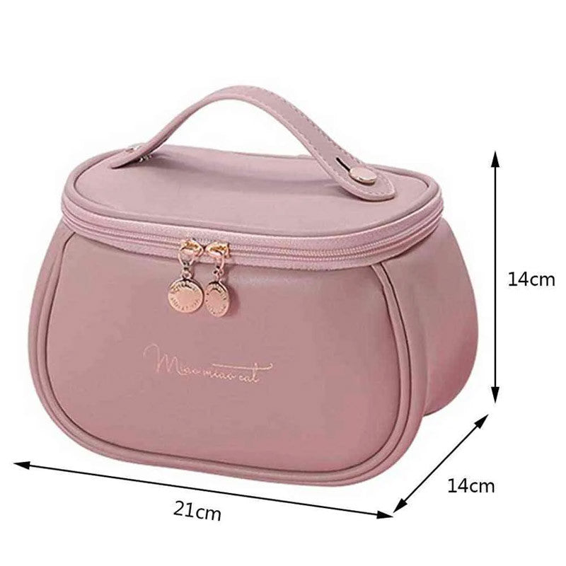 Portable PU Leather Makeup Bag & Organizer With Large Capacity