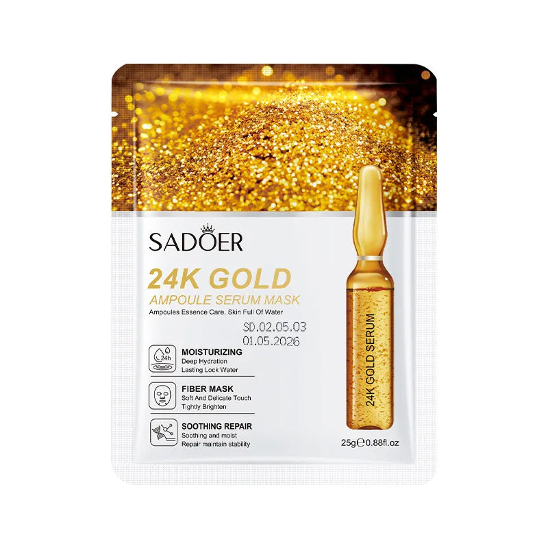 10pcs SAODER 24K Gold Facial Face Masks Skincare Firming Moisturizing Nourishing Hydrating Skin Care