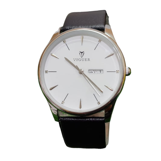 Viguer Men Casual Watch |  Leather Strap, Waterproof