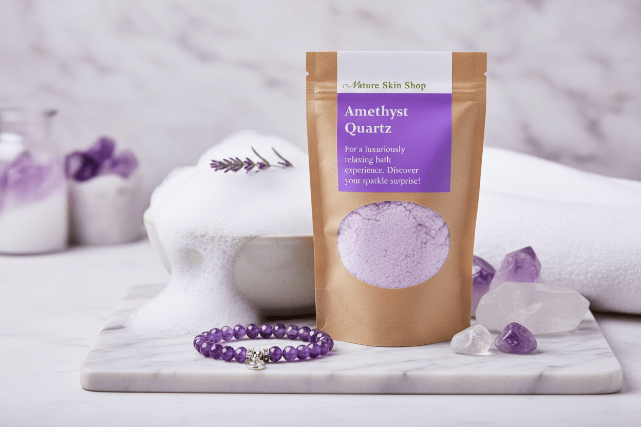 Amethyst Foaming Bath Soak - Amethyst Quartz - Hidden Surprise Bracelet Inside - click2shop