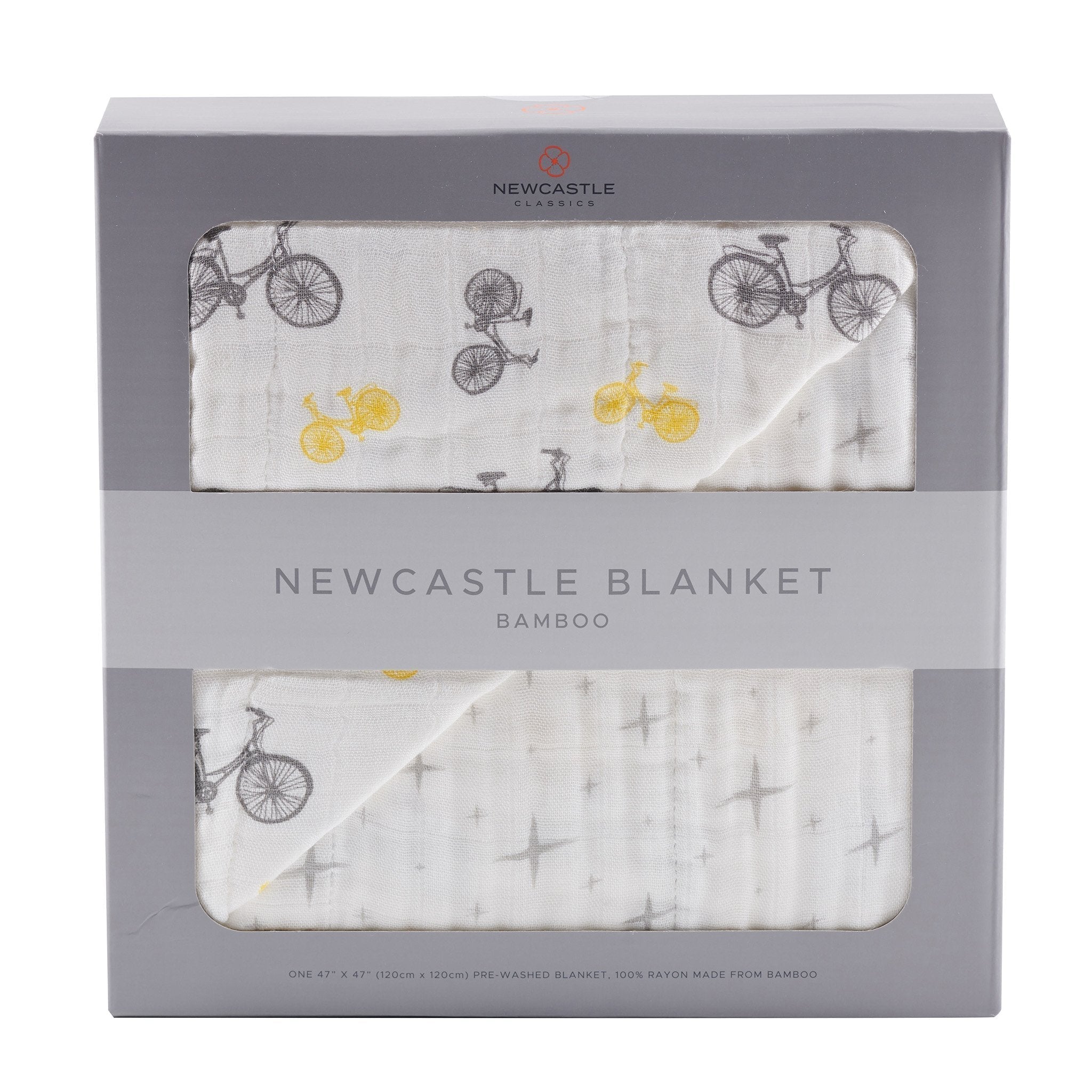 Bamboo Muslin Newcastle Blanket with Vintage Bicycle and Northern Star Print - click2shop