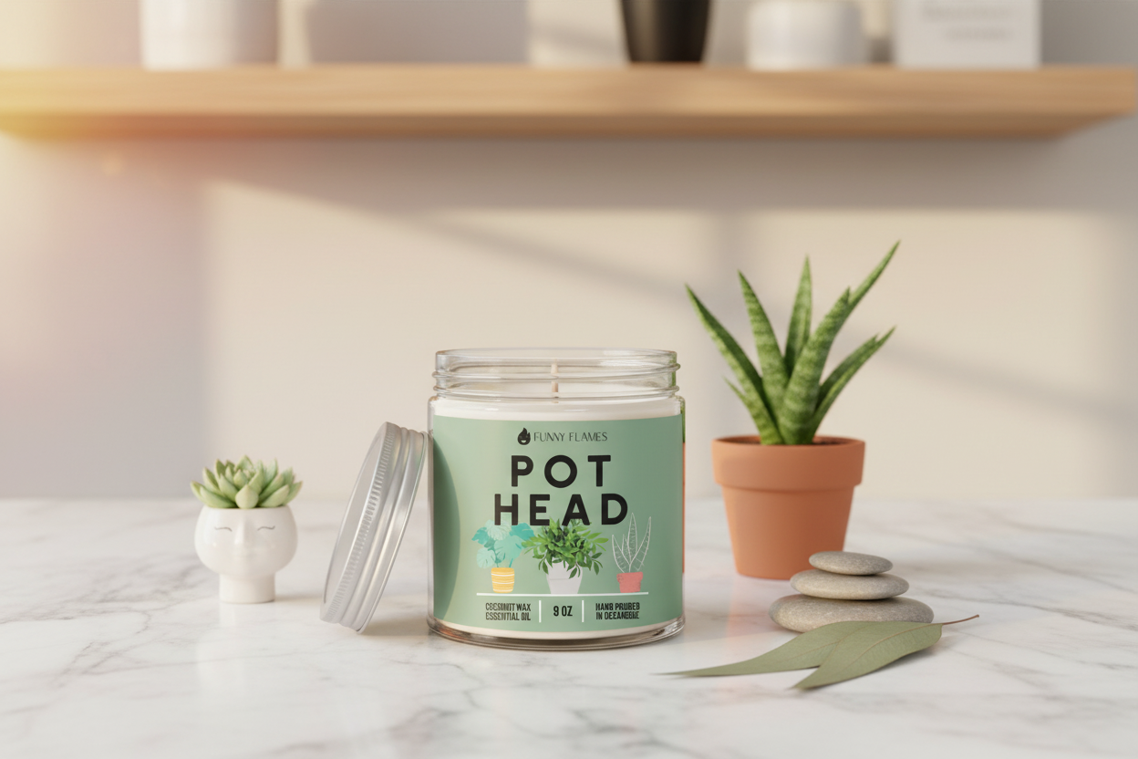 Pot Head Coconut Apricot Wax Candle