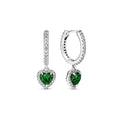 Stud Earrings - Heart Shaped Green Sapphire (Zircon) - 925 Silver Plated - click2shop